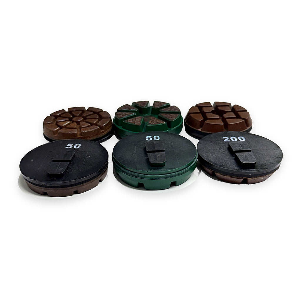 3 inch Terrco direct-mount pads, angle view of the velcroless mount – Pro Diamond Tools
